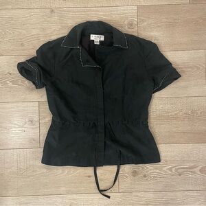 Black Short-Sleeve Button-Up Shirt